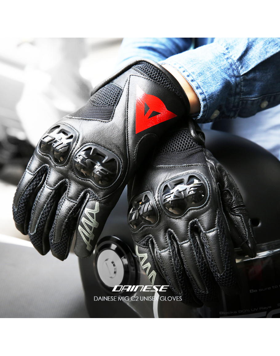 DAINESE MIG C2 UNISEX GLOVES 夏季短手套防摔#黑黑黑